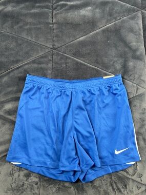 Nike Women's Royal Blue Running Shorts with White Swoosh
